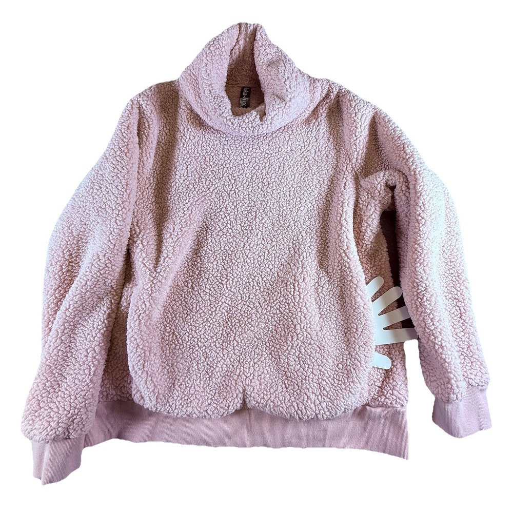 Lukka Lux Womens Pink Sherpa Fleece Pullover Turtleneck Sweater Size Large - Picture 1 of 12